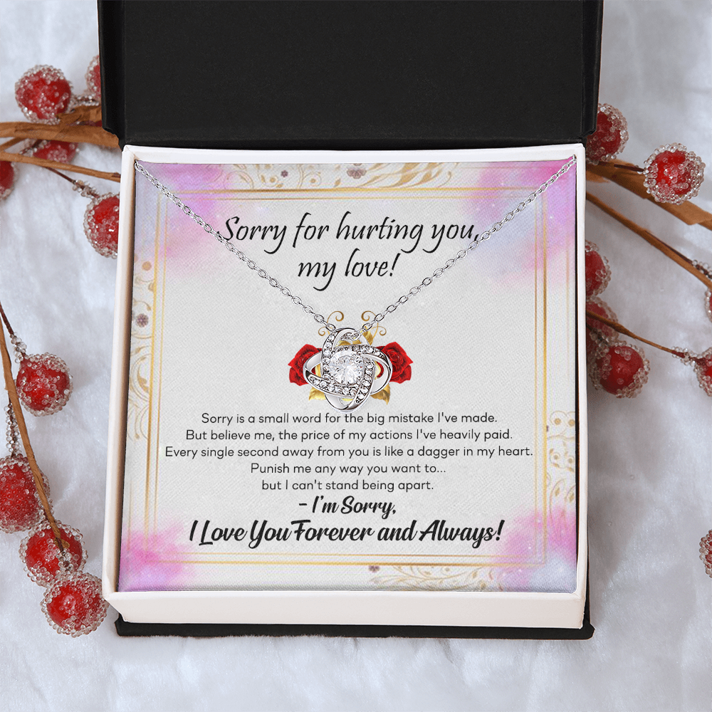 To My Girlfriend Necklace From Boyfriend, Husband, Sorry For Hurting You, My Love Knot Necklace With Message Card, I'm Sorry Gift Necklace For Soulmate, Wife On Valentine Day Gift For Wife, Soulmate