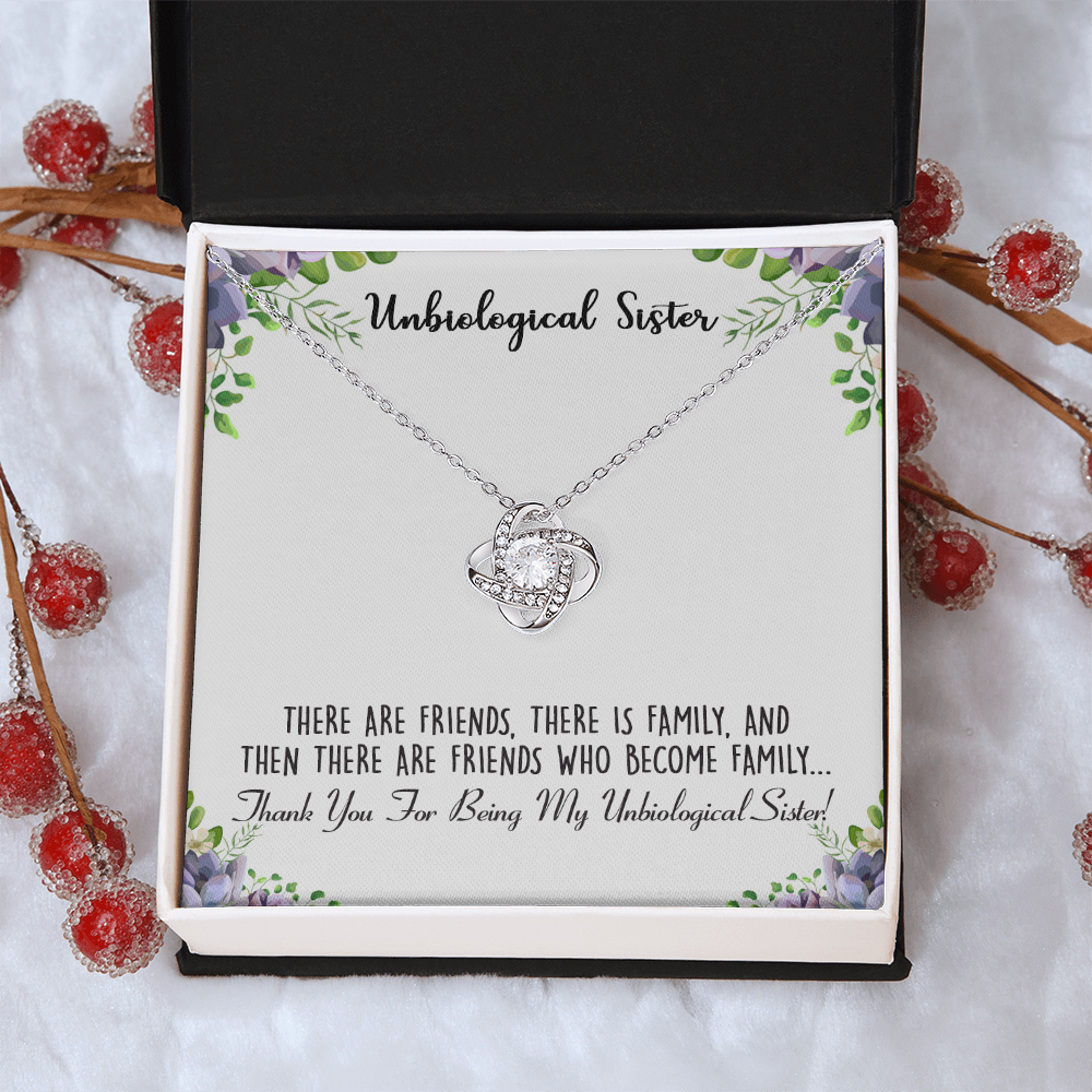 To My Unbiological Sister Love Knot Necklace From Sister, Thank You For Being Sister Gift Necklace, Sister-in-Law Gift Pendant, Love Knot Jewelry Gift For Girls Brother And Unbiological Sister Gifts