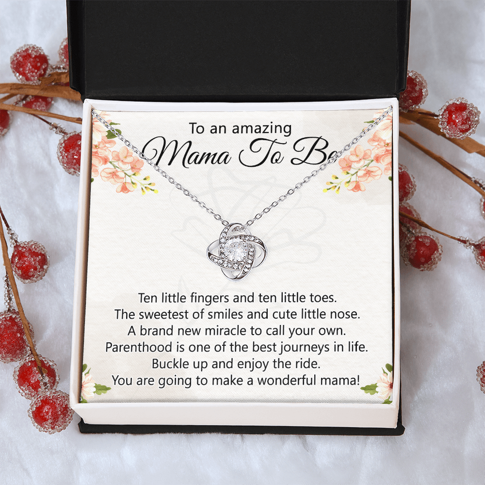 To An Amazing Mama To Be Necklace, New Mom Necklace, Mama To Be Love Knot Necklace Gift for New Mommy, Mother's Day Necklace Gift for New Mom New Mother Gift Necklace Pregnancy Gift for Mama Mommy