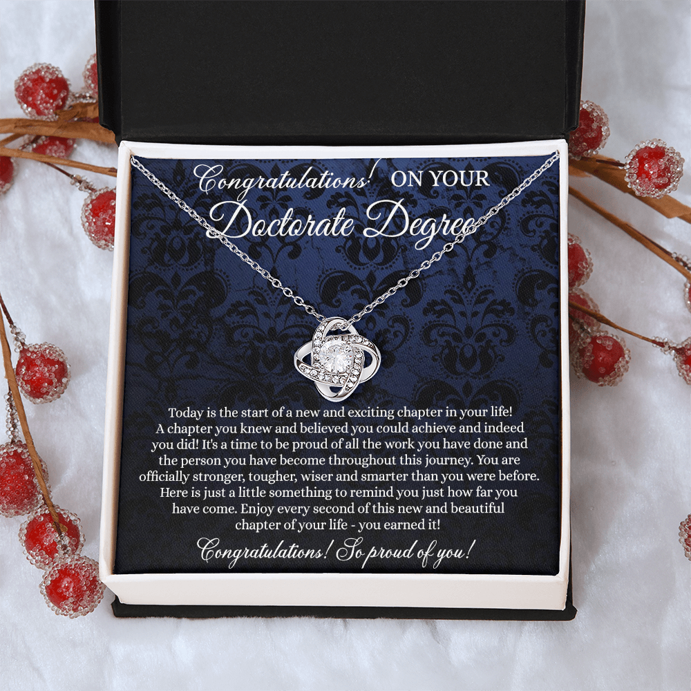 Doctorate Degree Graduation Gift Necklace Graduating Class of 2026 Necklace, Doctoral Degree Necklace Gift On PhD Graduation Gift Graduate New Doctorate Knot Pendant, Graduation Necklace Gift for Her
