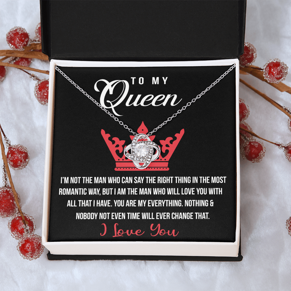 To My Queen Love Knot Necklace, Gift For Wife Girlfriend Soulmate Future Wife From Boyfriend, Husband, Girlfriend Gift Necklace - Jewelry Gift For Girls, Love Knot Pendant Gift For Girlfriend, Soulmate