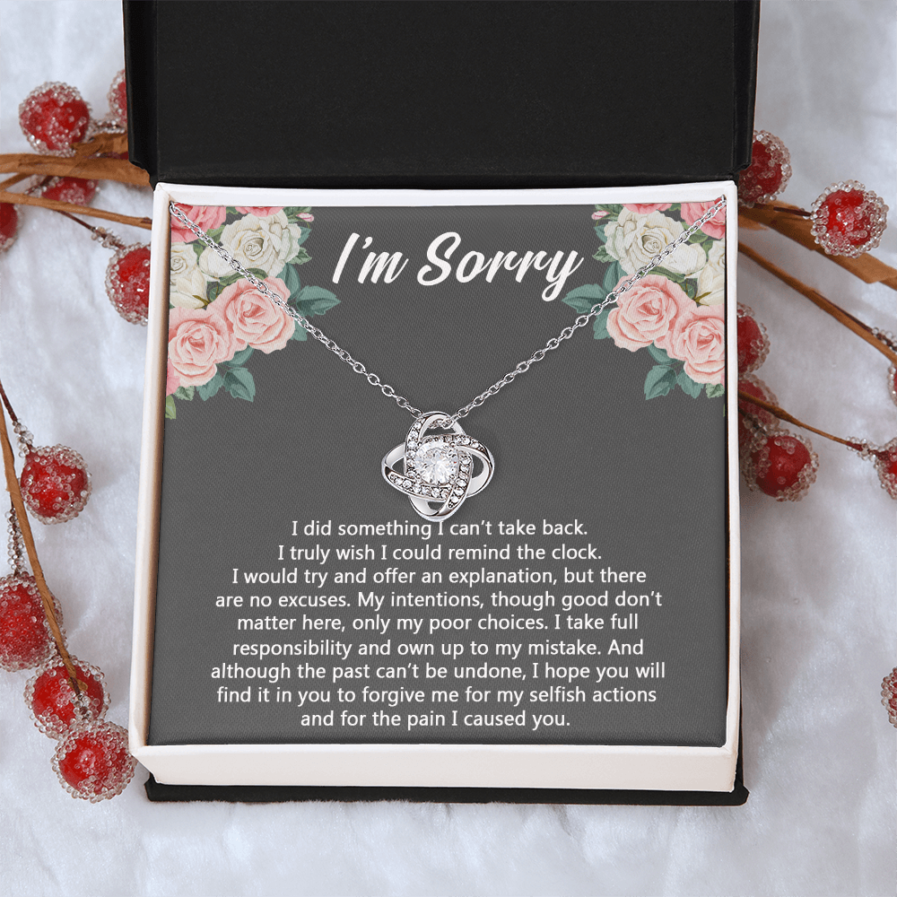 I'm Sorry Gift Necklace for Her, Apology Gifts Necklace for Girls, Woman Sorry Gift Necklaces with Meaningful Message Jewelry Sorry Gift Love Knot Necklace For Girlfriend Wife Soulmate Best Friend