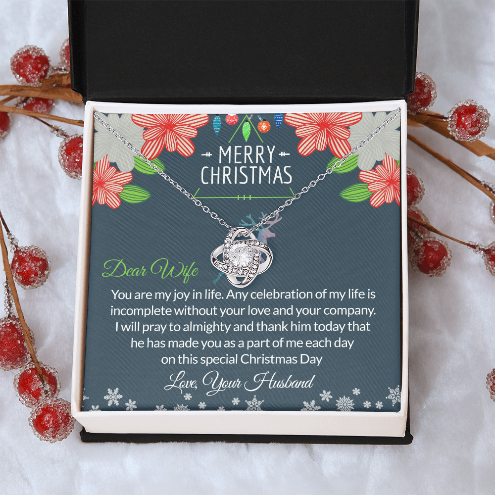 Dear Wife Gift Necklace, To My Wife Necklace From Husband, Merry Christmas Necklace Gift For Wife, Husband To Wife Love Knot Pendant, Christmas Necklace For Wife Christmas, Jewelry Gift For Women