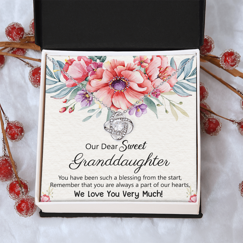 To Our Granddaughter Necklace from Grandma Grandpa, Love Knot Necklace Gift for Granddaughter, Necklace For Her, for Granddaughter Jewelry Gift For Girls On Birthday, Graduation Gift, Christmas