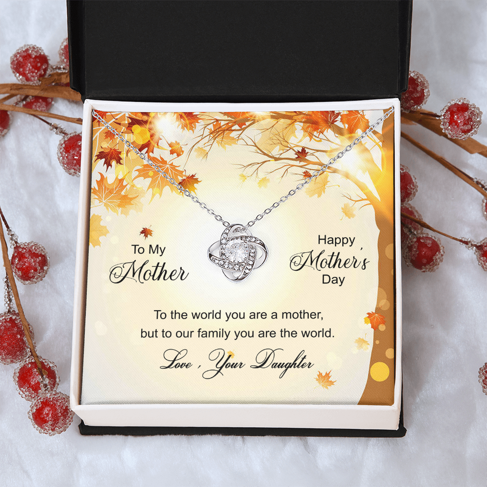 Happy Mother's Day Gift Necklace, To My Mother Love Knot Necklace From Daughter, Badass Mom Necklace Gift For Mom, Mother And Daughter Jewelry Gift For Women, Bonus Mom You Are The World Necklace