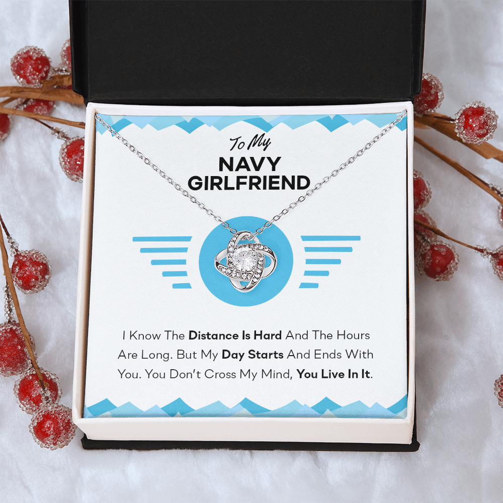 To My Navy Girlfriend Gifts for Navy Girlfriend's Birthday Present Anniversary From Boyfriend, Husband, Girlfriend Gift Necklace - Jewelry Gift For Girls, Love Knot Pendant Gift For Girlfriend Soulmate