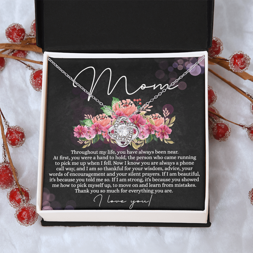 Mom Gift Necklace, To My Mom Love Knot Necklace From Daughter, Thank You Necklace Gift For Mom, Mother's Day Necklace Gift For Mom, Birthday Gift For Mom, Anniversary Jewlry Gift For Women
