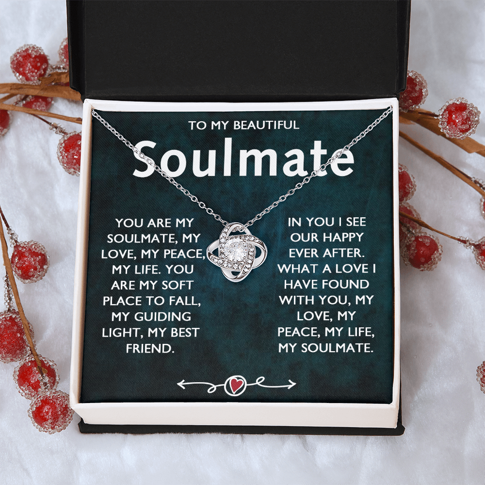 To My Beautiful Soulmate Necklace, Gift Necklace for Soulmate, Love Knot Necklace for Girlfriend, Soulmate Jewelry, Future Wife Gift Necklace, Necklace for Wife from Husband 14k White Gold