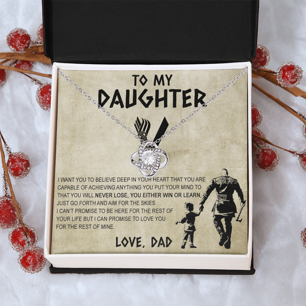 Father To Daughter Gifts Necklace From Dad, Father Daughter Viking Necklace, To My Daughter Necklace From Daddy On Graduation Gift, Birthday, Anniversary, Christmas For Badass Beautiful Girls