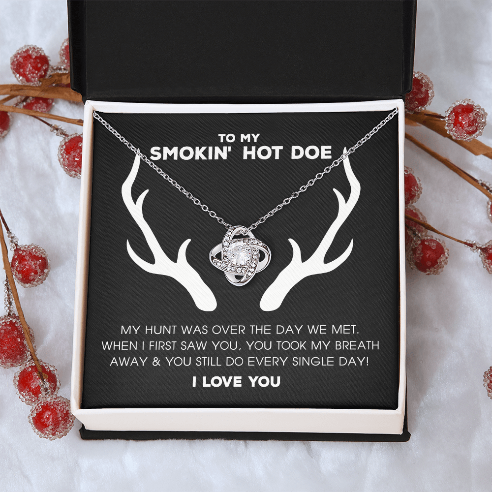 To My Smokin' Hot Doe Necklace From Husband, Jewelry Gifts For Women, My Wife Love Knot Pendant Gift For Soulmate, Personalized Gift Necklace for Smokin Hot Doe Future Wife Soulmate Girlfriend