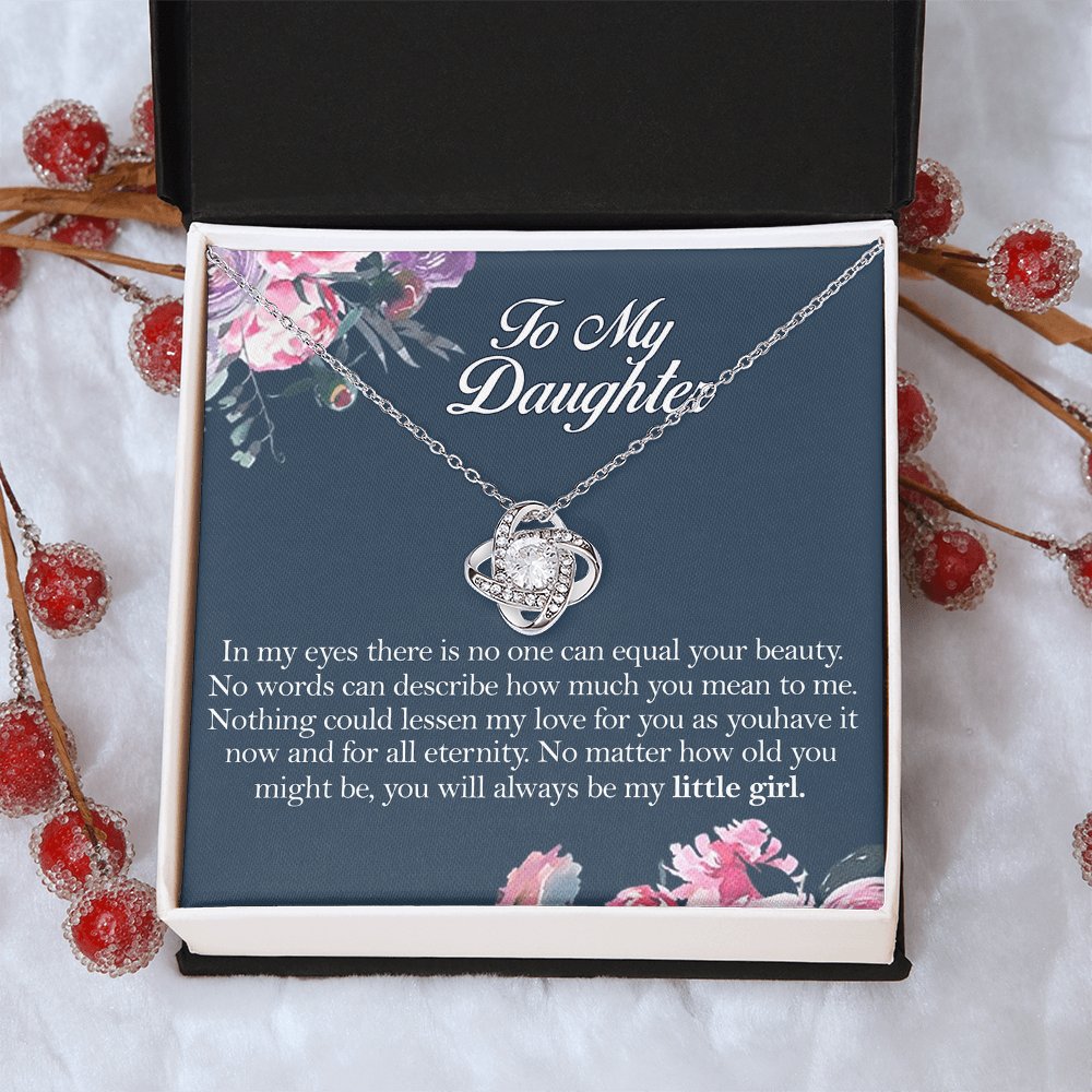 To My Daughter Love Knot Necklace From Mom, Mother And Daughter Pendant Gifts Necklace, To Daughter Pendant Gift From Mom, Little Girl Necklace Gift From Mother, Daughter Mom Jewelry Gift For Girls