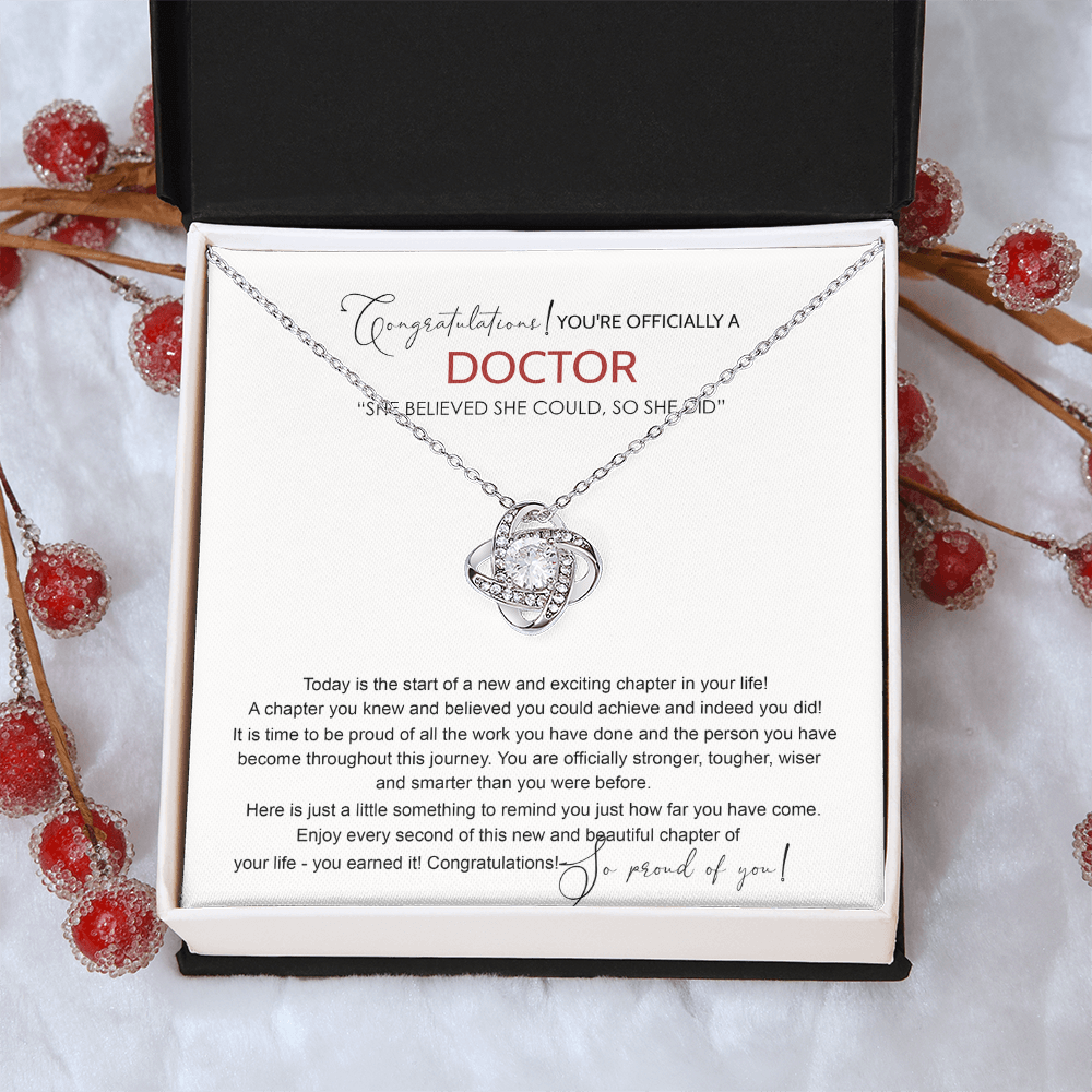Doctor Graduation Love Knot Necklace, New Doctor Gifts, Medical Student Graduation Gift, Graduating Class of 2026 Necklace, Congrats Graduation Knot Necklaces Gift For Daughter, Granddaughter, Niece