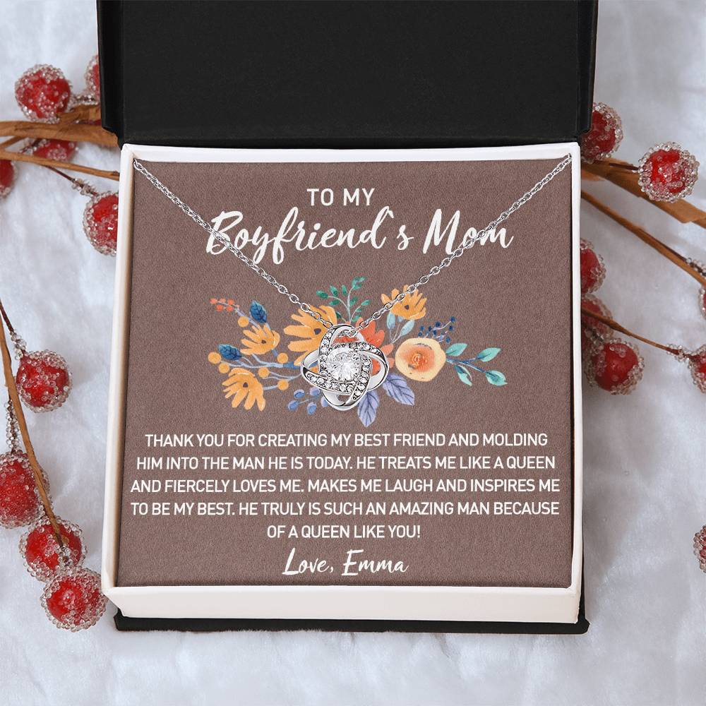 To My Boyfriend Mom Necklace From Girlfriend, Pendant For Boyfriend's Mom Gift Necklace, Love Knot Necklaces For Boyfriends Mom Gift On Christmas, Mothers Day For Boyfriend Mom, Jewelry For Her