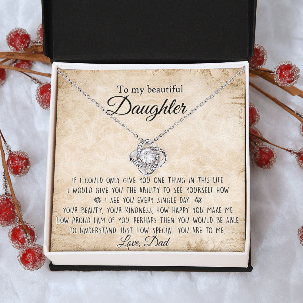 To My Daughter Gift Necklace From Dad, Pendant Gift for Daughter from Dad Father to Daughter Necklace for Daughter,  To My Beautiful Daughter Necklace Gift On Birthday Gift Graduation Christmas
