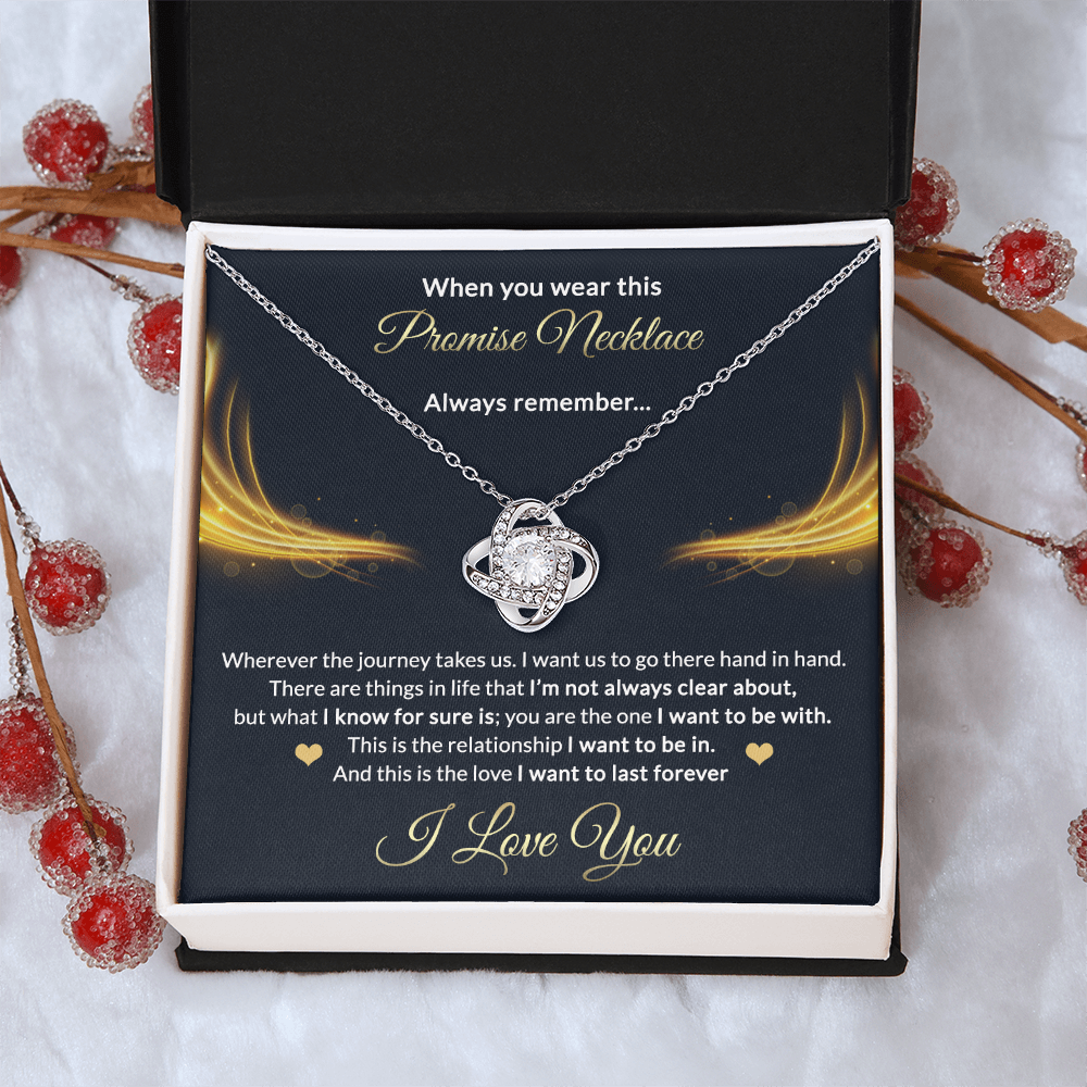 Promise Gift Necklace From Men, Jewelry Gift for Girls, Girlfriend - Promise Love Knot Necklace Gift for Women On Valentines Day, Anniversary, Long Distance Relationship Gifts Love Knot Pendant