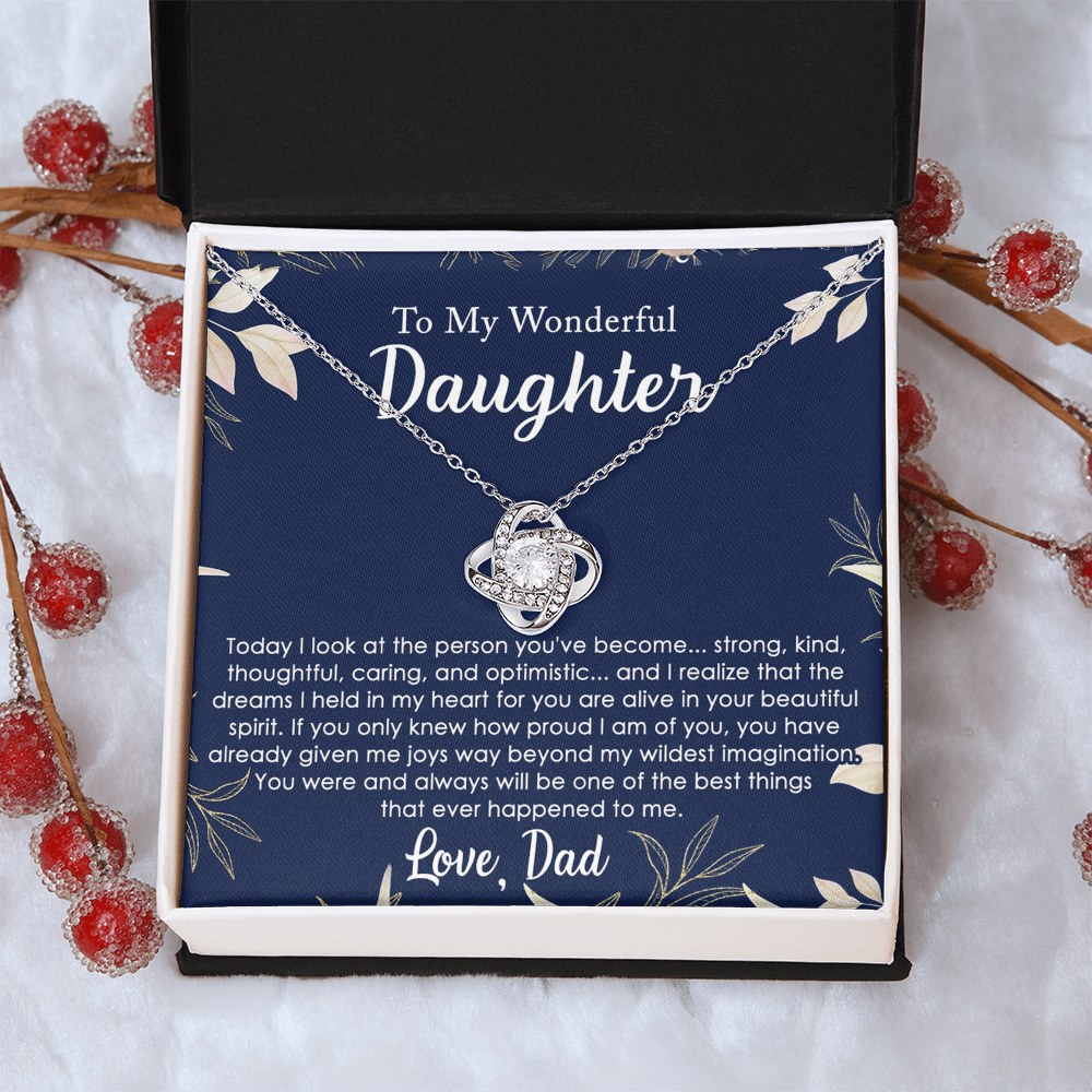Daughter Gifts Necklace From Dad, To My Daughter Lion Dad And Daughter Love Knot Necklace Birthday Gift for Daughter From Dad, Christmas Gift For Daughter Necklace, Father To Daughter Gift Necklace
