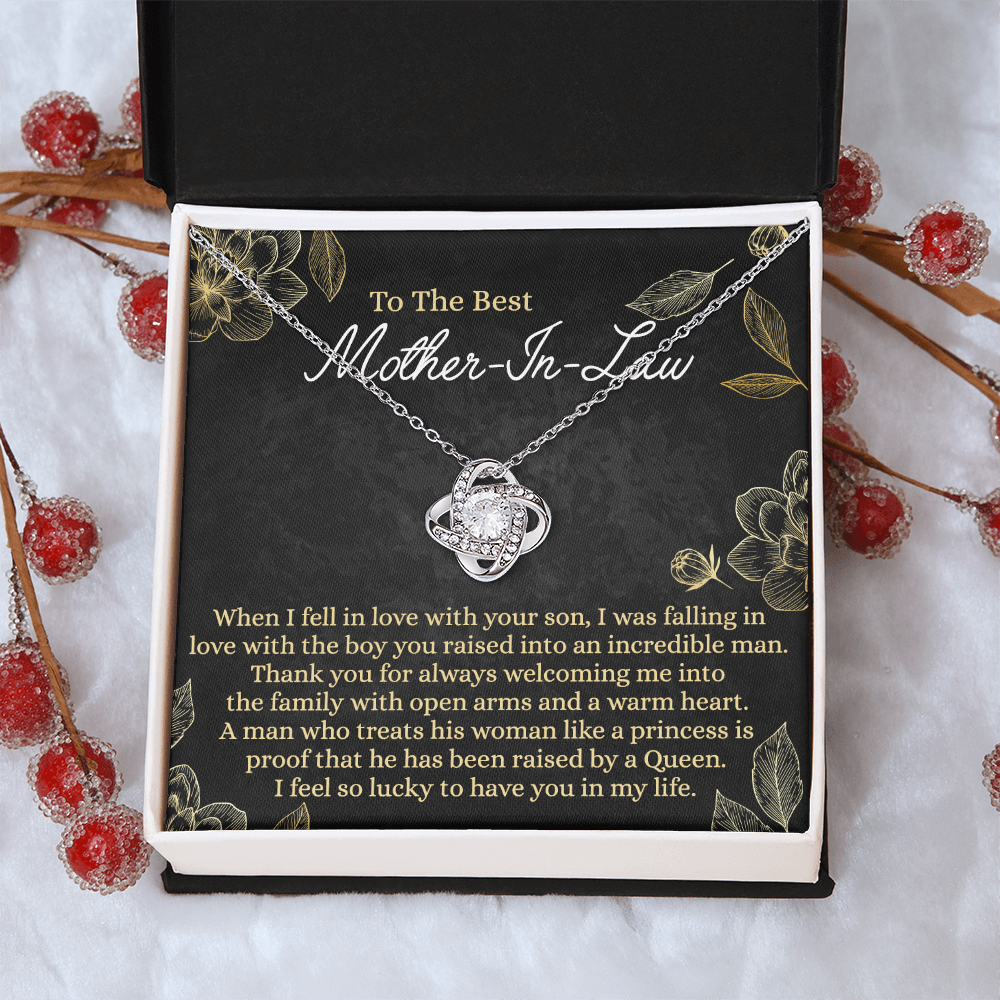 Mother In Law Gift Necklace, To The Best Mother In Law Love Knot Necklace From Daughter In Law, Jewelry Gift for Women, Mother In Law, Bonus Mom Gift Necklace, Mother-In-Law Gift Love Knot Pendant