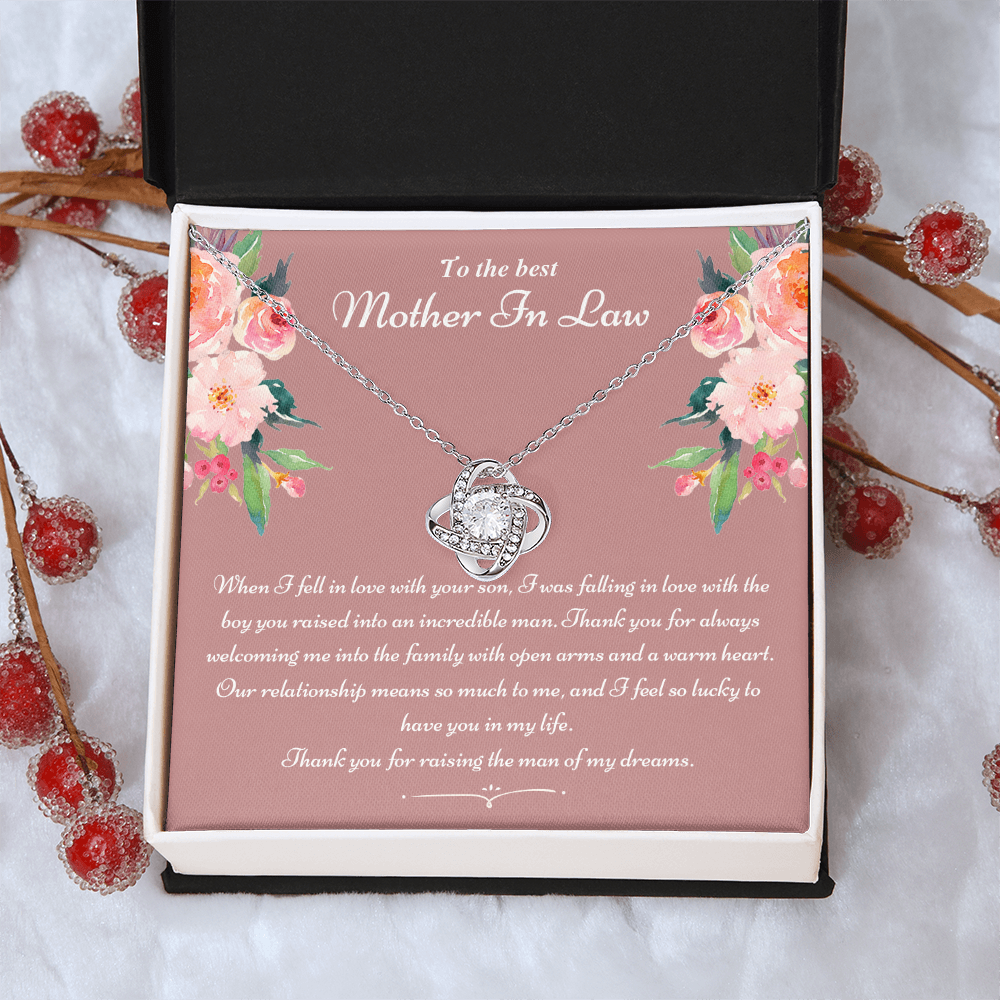 To The Best Mother In Law Gifts Love Knot Necklace, Mother's Day Necklace Gifts