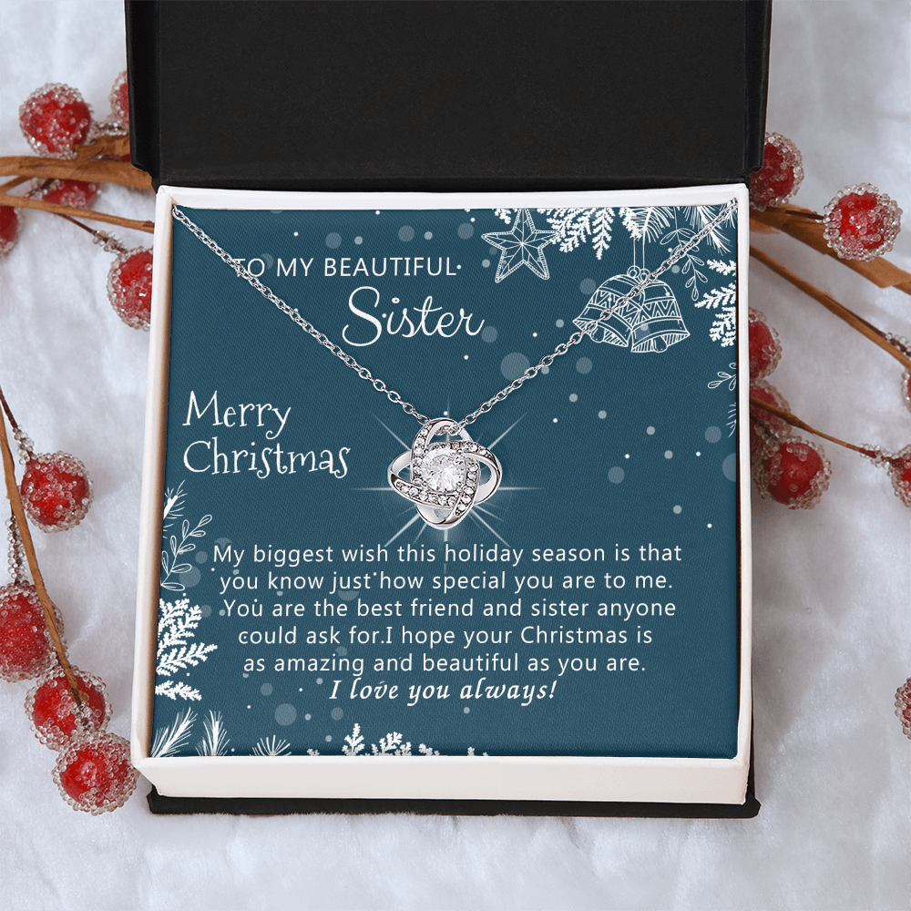 Personalized Gift Necklace, To My Beautiful Sisters Love Knot Necklace from Brother, Sisters Gift from Brother to Sisters Birthday Gift Necklace for Her, Jewelry Gift for Girls, Sister Gift Necklace