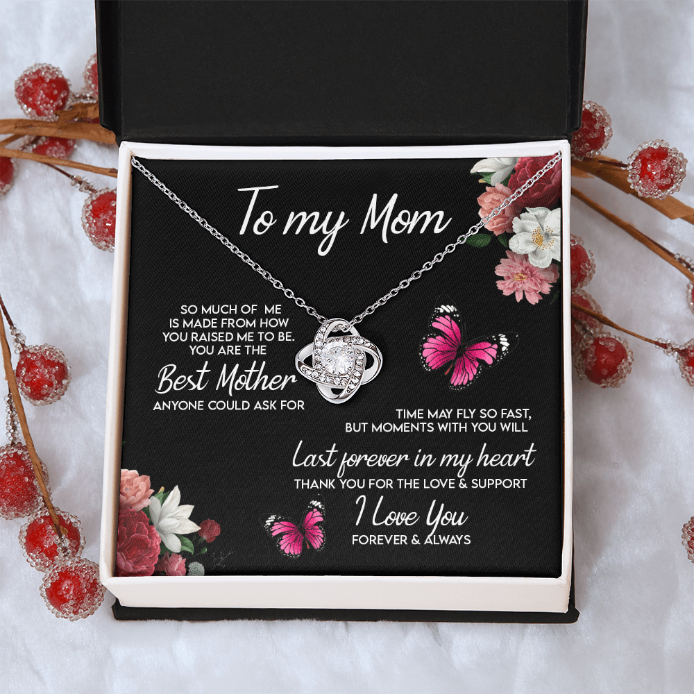 Mom Gift Necklace, To My Mom Necklace From Daughter, Love Knot Necklace Gift For Mom, Happy Mother's Day Necklace Gift Forever And Always Pendant Gift For Mom, Jewelry Gift For Women, Mom Butterfly