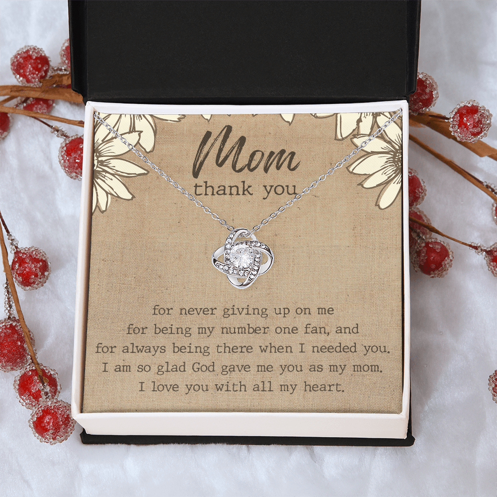 Thank You Gift necklace For Mom, To My Mom Love Knot Necklace Gift From Daughter, Jewelry Gift For Women, Mother Daughter Gift Necklace For Bonus Mom Gift Necklace Second Mom New Mom Gift Necklace