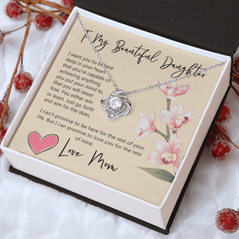 Daughter Gift Necklace, To My Beautiful Daughter Necklace From Mom, Mother, Necklace Jewelry For Daughter, Mother And Daughter Necklace Pendant Gift On Christmas, Anniversary Graduation Gift