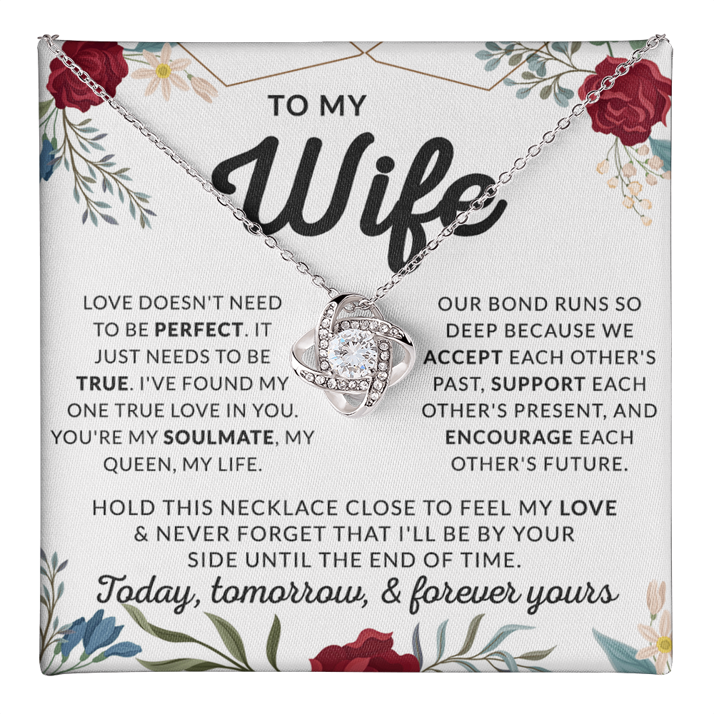 Wife Necklace Gift From Husband, To My Wife Love Knot Pendant Valentines Day Anniversary Jewelry with Message Card and Gift Box Gift for Wife Necklace Gift Set for Wife, Jewelry Gift For Women