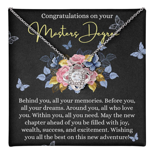 Masters Degree Gift Necklace, Graduation Necklace Gift For Her, Masters Graduation Gift, Sentimental Gift Necklace On PhD Graduation Gift Graduating Class of 2025 Graduation Gift Masters Degree Love Knot Necklace 6323