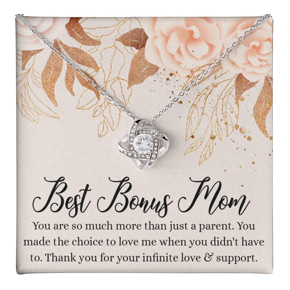 Best Bonus Mom Gift Necklace, To My Bonus Mom Love Knot Necklace Gift For Mom, Mother And Daughter Necklace Gift For Mom, Love And Support Necklace, Bonus Mother Gift Necklace Jewelry Gift For Women Love Knot Necklace 6323