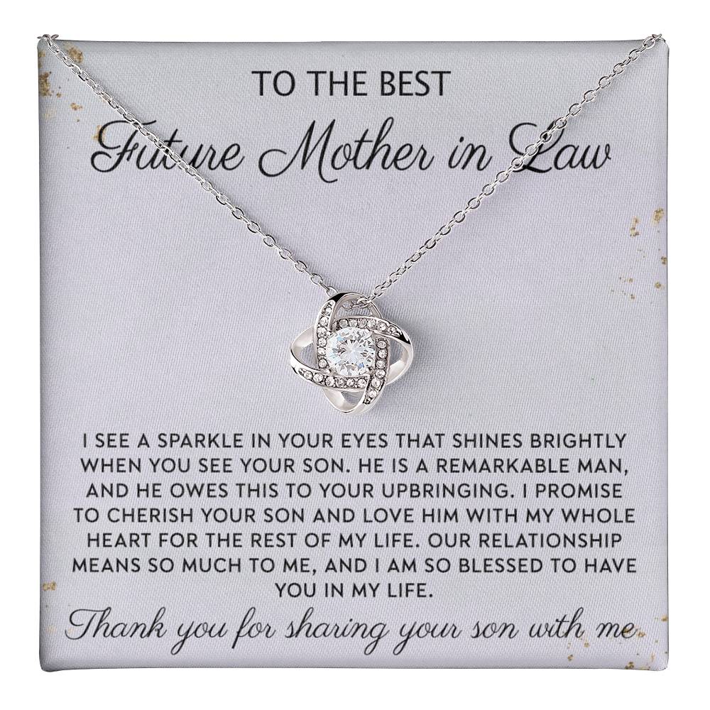 Future Mother In Law Necklace, To The Best Future Mother In Law Necklace From Son, Mother of the Groom Gift Necklace From Bride Wedding Gift Love Knot Pendants from Bride, Jewelry Gift For Women Love Knot Necklace 6323