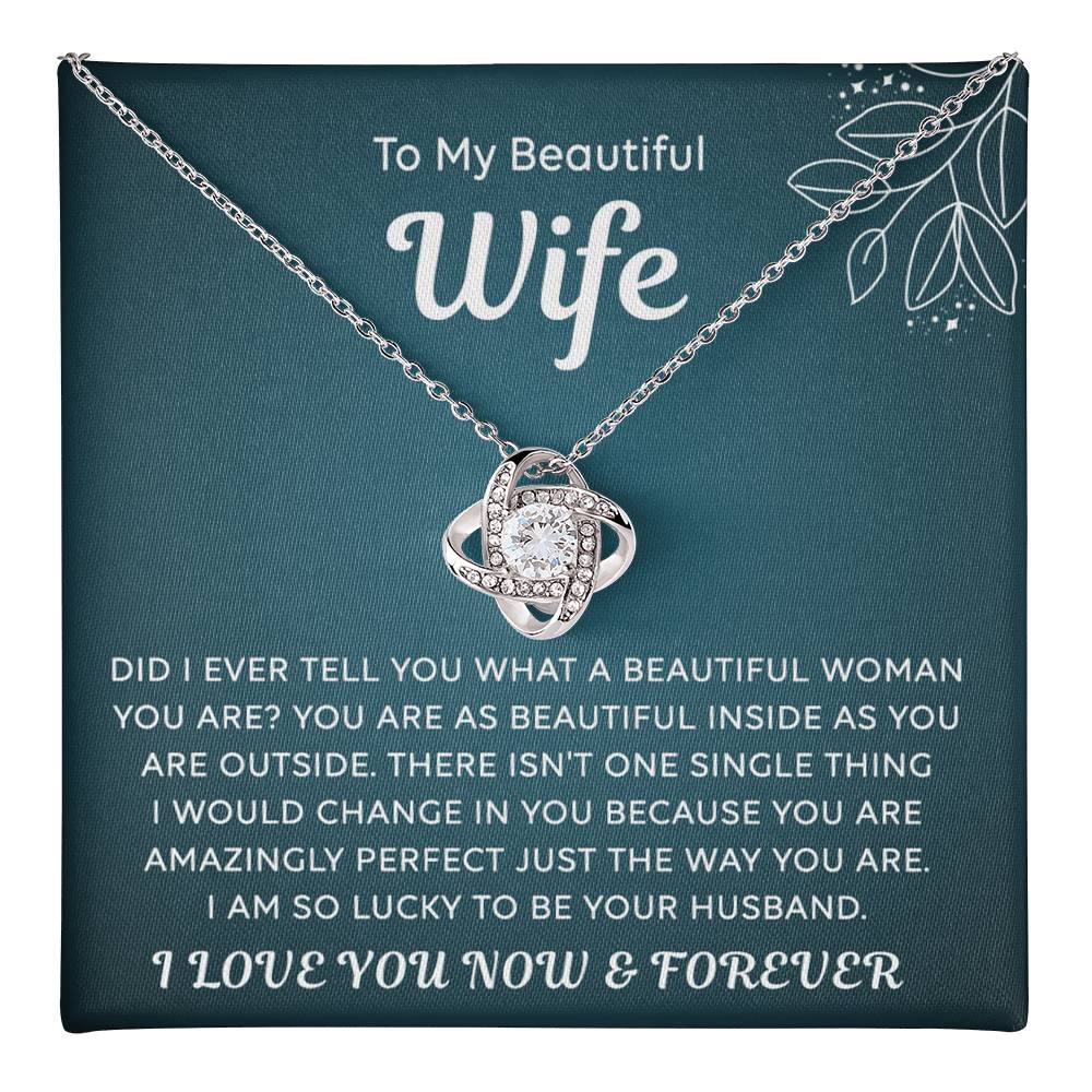 Wife Gift Necklace, To My Beautiful Wife Necklace From Husband, Wife Love Knot Necklace From Husband, Jewelry Gift For Women, Beautiful Women, Badass Wife Gift Necklace, Soulmate Gift Necklace