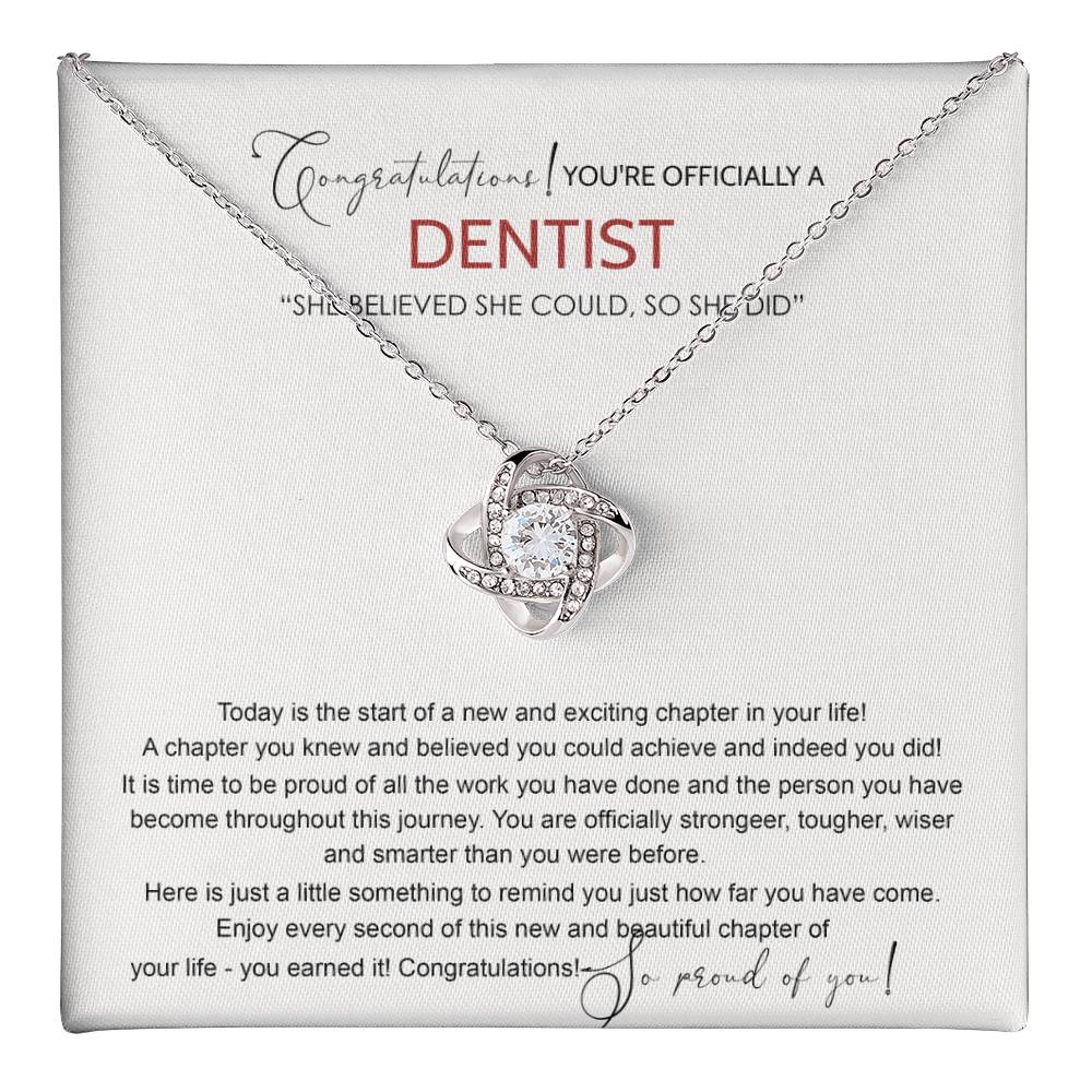 Dentist Graduation Gift Necklace, Dental Student Graduation Jewelry Gift For Her, Doctor of Dental Medicine Graduate, Dentist Jewelry Dentist Necklace Gift For Daughter Granddaughter Sister Niece Love Knot Necklace 6323