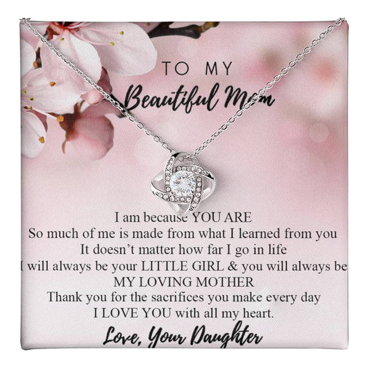 To My Beautiful Mom Necklace Mother's Day Gift Jewelry for Mom Daughter Mom Gift