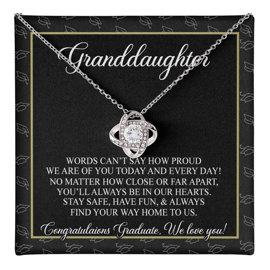 Congratulations Necklace Gift for Granddaughter, Class of 2024 Senior Necklace Gift For Her, Congrats Graduation Pendants Gift For Granddaughter On Phd Graduation Gifts High School Gift Graduating Love Knot Necklace 6323