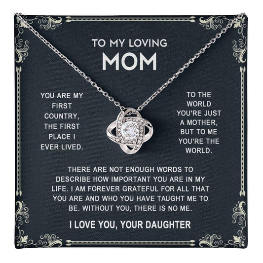 Loving Mom Necklace, Mother And Daughter Love Knot Necklace, To My Loving Mom Necklace From Daughter Gift On Birthday Gift Anniversary Mother's Day Necklace Pendant For Mom Jewelry Gift For Women Love Knot Necklace 6323