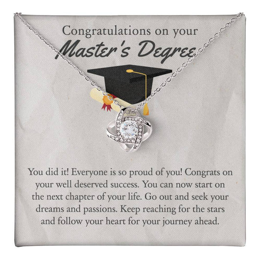 Masters Degree Gift Necklace, Graduation Necklace Gift For Her, Masters Graduation Gift, Sentimental Gift Necklace On PhD Graduation MA MBA Graduate Gift Graduating Class of 2025 Graduation Gift Love Knot Necklace 6323