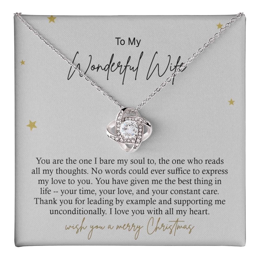 To My Wonderful Wife Necklace From Husband, Wish You A Merry Christmas Love Knot Necklace Gift For Wife Husband To Wife, Jewelry Gift For Women Wife Gift Necklace Soulmate Gift Pendant Necklace
