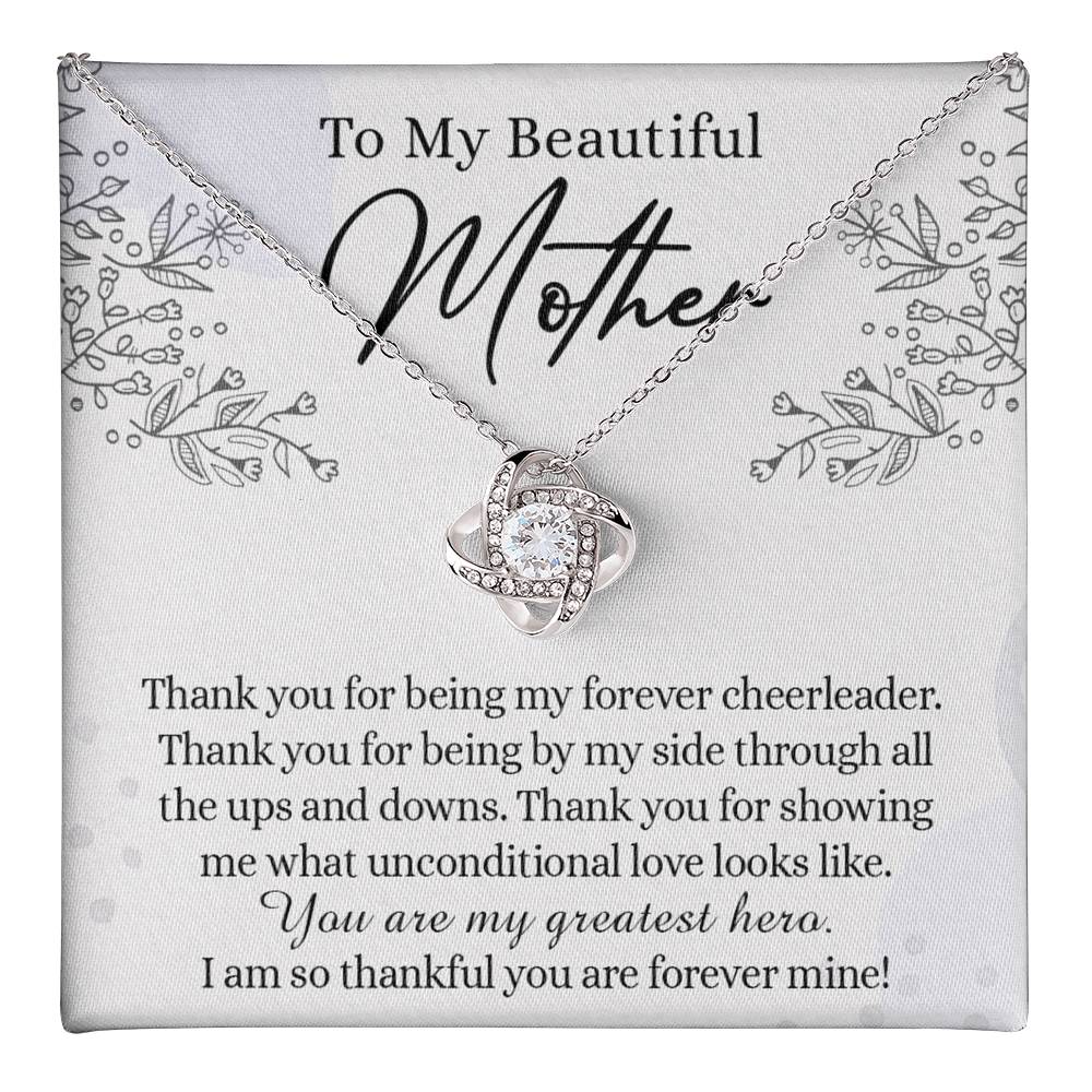 Beautiful Mother Necklace, Necklace Gift for Mom Thank You Mom Necklace Sentimental Gifts Necklace for Mom from Daughter, To My Beautiful Mother Love Knot Necklace Mothers Day from Daughter Love Knot Necklace 6323