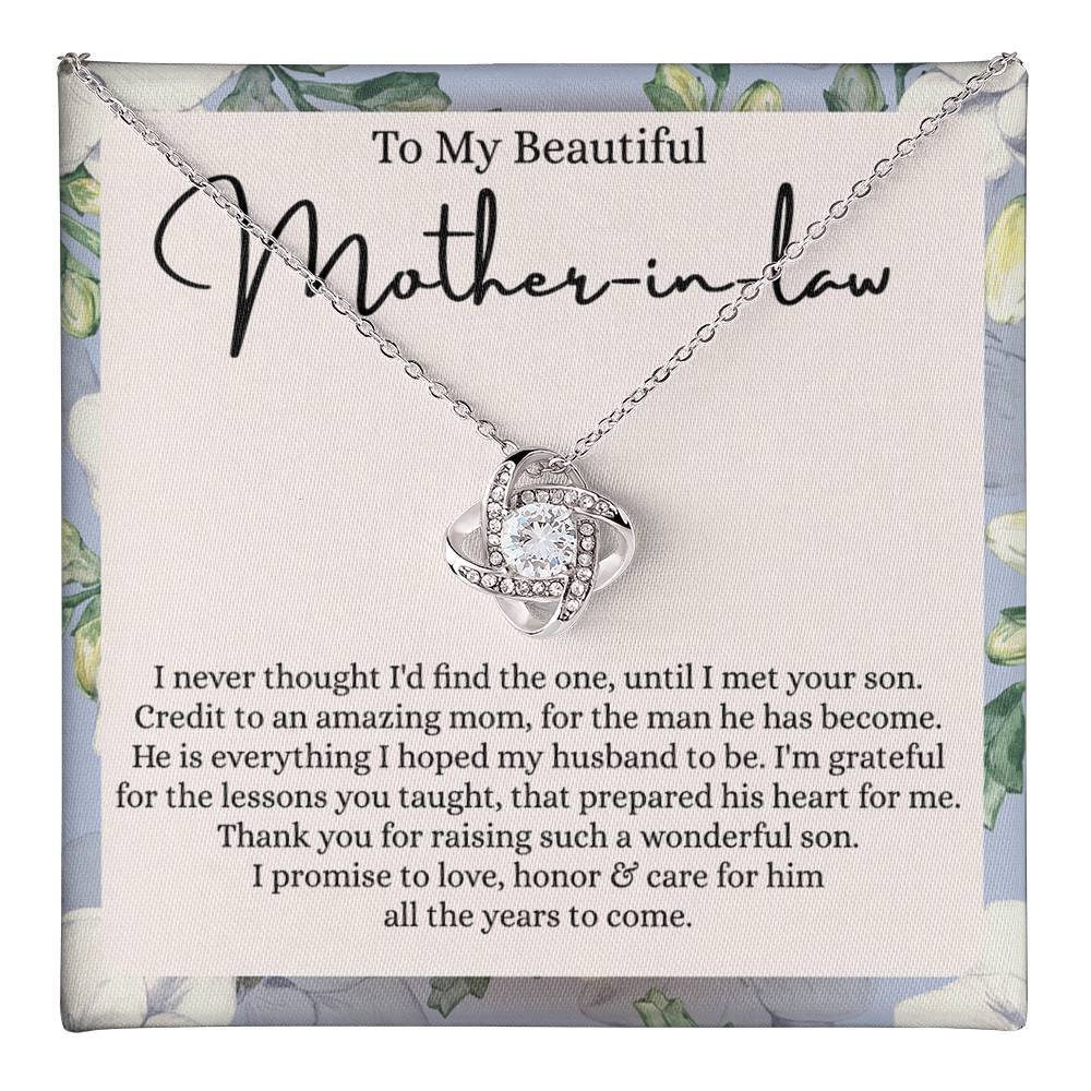 Mother In Law Gift Necklace, To My Beautiful Mother In Law Love Knot Necklace Gift From Daughter In Law, Mother And Daughter Gift Necklace Pendant, The Love Knot Necklace Gift For Mom Pendant Love Knot Necklace 6323