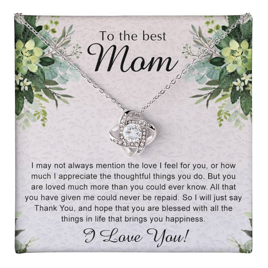 Mom Gift Necklace, To My Mom Love Knot Necklace Gift From Daughter, Son - Mother And Daughter Gift Necklace For Mom, To The Best Mom Love Knot Pendant, I Love You Necklace Gift For Mom To Daughter Love Knot Necklace 6323