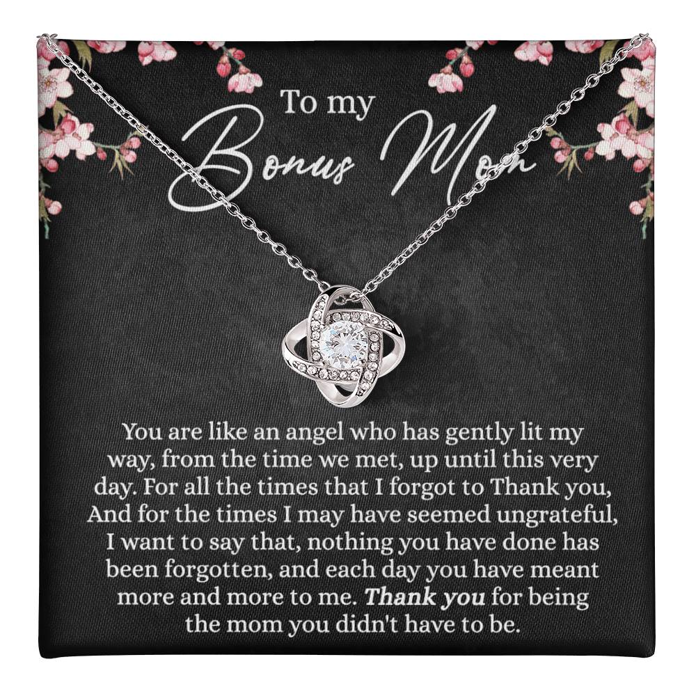 Bonus Mom Gift Necklace, To My Bonus Mom Love Knot Necklace Gift For Mom, Mother And Daughter Necklace Gift For Mom, Thank You For Being Necklace, Bonus Mother Gift Necklace Jewelry Gift For Women Love Knot Necklace 6323