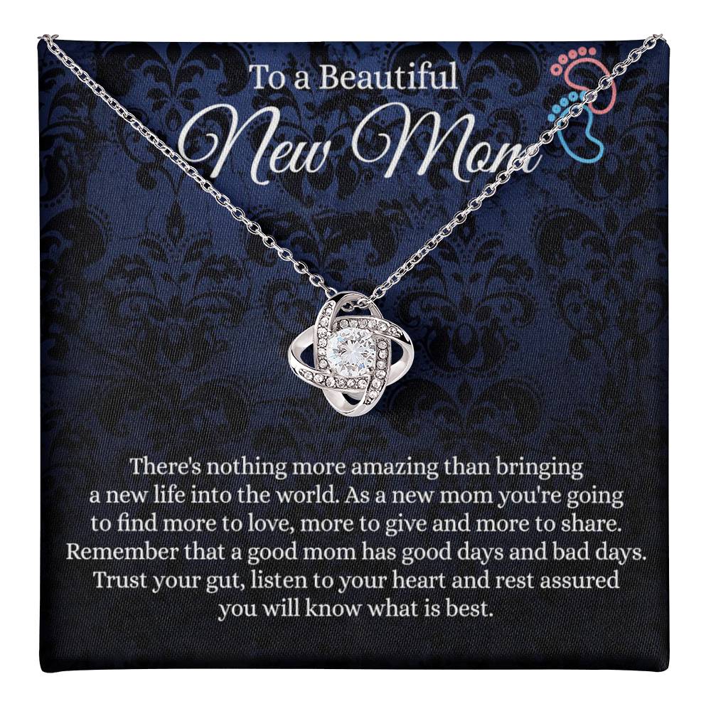 New Mom Gift Necklace, To A Beautiful New Mom Love Knot Necklace Gift From Daughter, est 2022 Necklace Gift For Mom, Beautiful Mom Gift Necklace, Jewelry Gift For Women, New Mom Love Knot Pendant Love Knot Necklace 6323