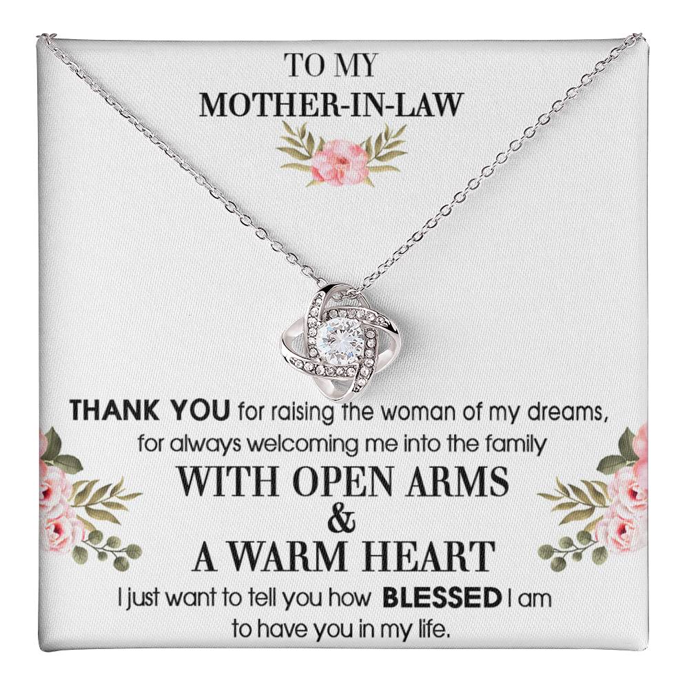 To My Mother-In-Law From Son-In-Law Thank You For Raising Love Knot Necklace 6323
