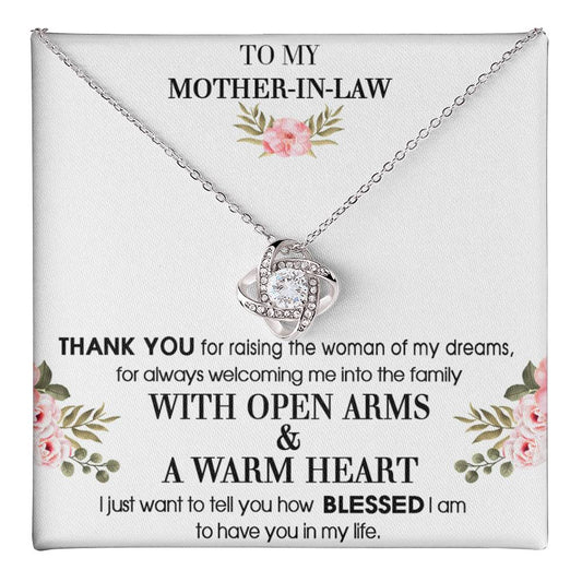 To My Mother-In-Law From Son-In-Law Thank You For Raising Love Knot Necklace 6323