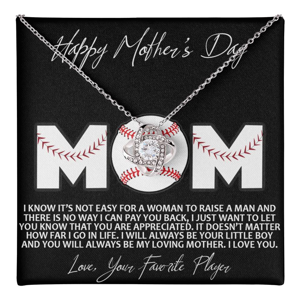 Baseball Mom Gift Necklace, To the Best Baseball Mom Necklace From Daughter, Favorite Player Necklace Gift For Mom, Baseball Mom Love Knot Necklace Jewelry Gift For Women Happy Mother's Day Necklace Love Knot Necklace 6323