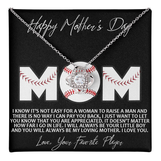 Baseball Mom Gift Necklace, To the Best Baseball Mom Necklace From Daughter, Favorite Player Necklace Gift For Mom, Baseball Mom Love Knot Necklace Jewelry Gift For Women Happy Mother's Day Necklace Love Knot Necklace 6323