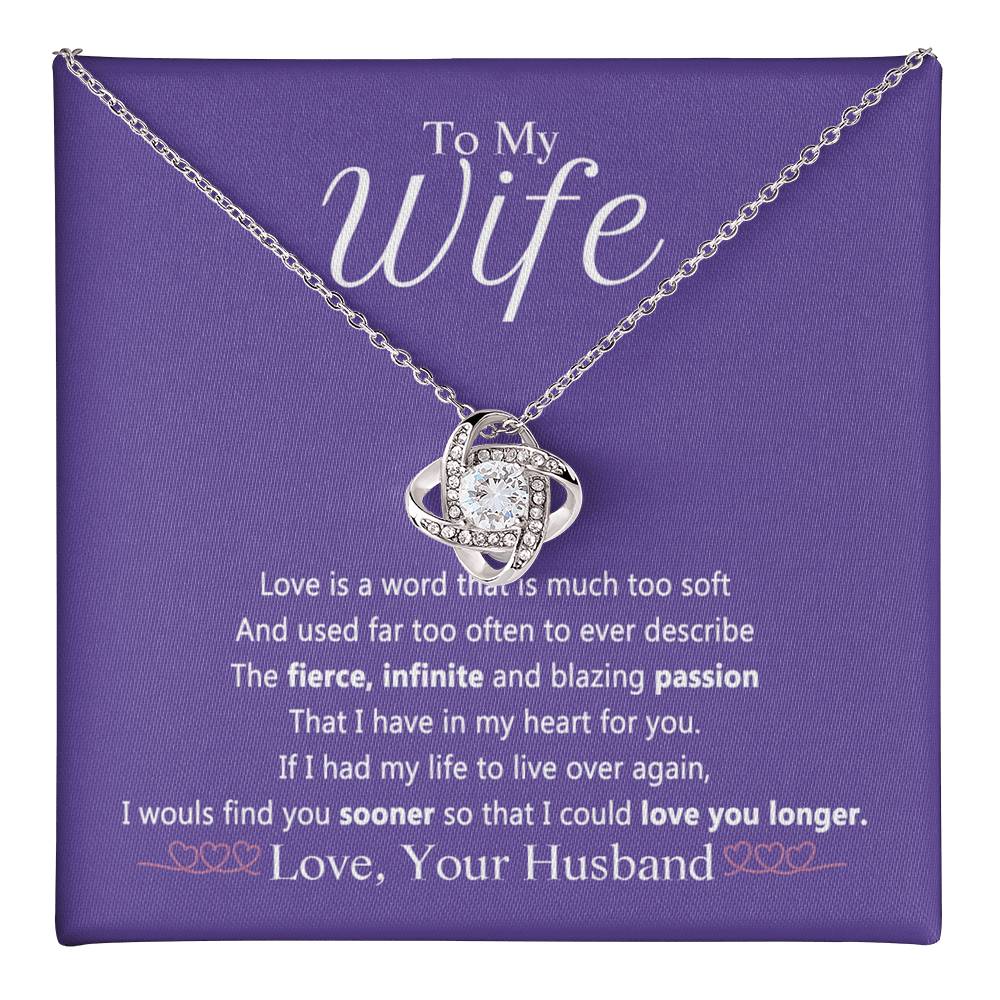Wife Gift Necklace From Husband, To My Wife Necklace, Wife Love Knot Necklace From Husband, Jewelry Gift For Women Badass Wife Gift Necklace Soulmate Necklace Gift From Men Love You Longer Necklace