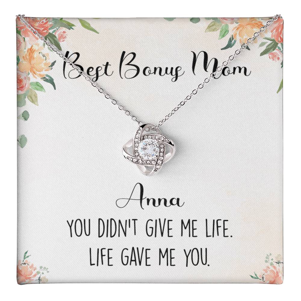 Personalized Necklace Gift For Mom, Best Bonus Mom Love Knot Necklace From Daughter, Birthday Gift Necklace Gift For Bonus Mom, Jewelry Gift For Women, Mother In Law Gift On Mother's Day Necklace