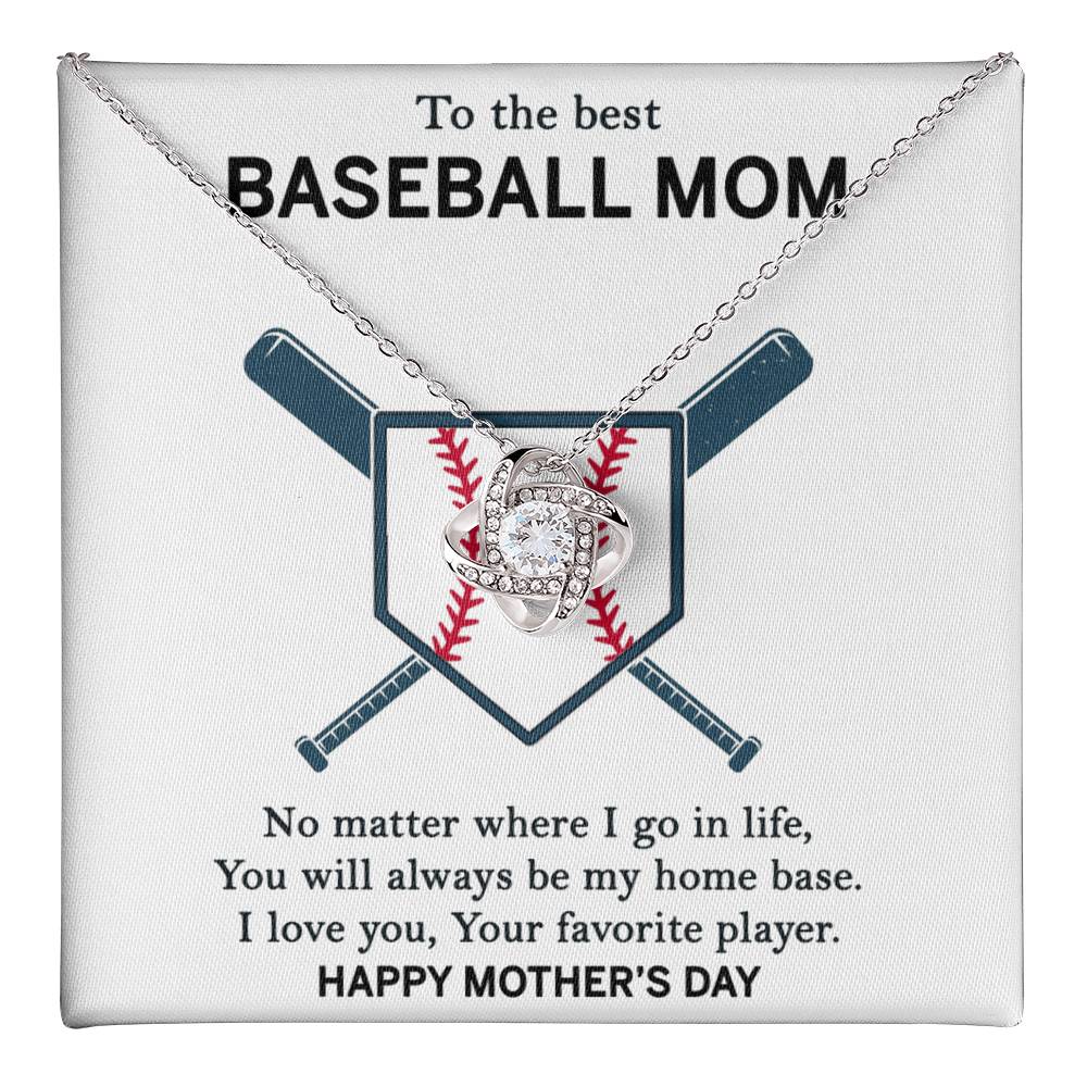 Baseball Mom Necklace, To The Best Baseball Mom Necklace From Son, Favorite player Necklace Gift For Mom, Happy Mother's Day Necklace Gift For Baseball Mom Love Knot Necklace Jewelry Gift For Women Love Knot Necklace 6323
