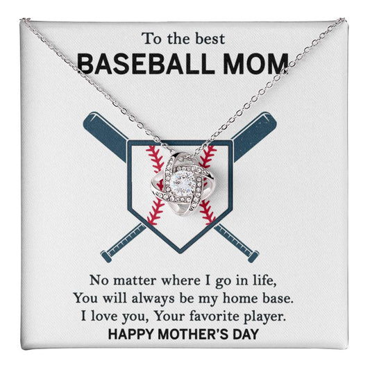 Baseball Mom Necklace, To The Best Baseball Mom Necklace From Son, Favorite player Necklace Gift For Mom, Happy Mother's Day Necklace Gift For Baseball Mom Love Knot Necklace Jewelry Gift For Women Love Knot Necklace 6323